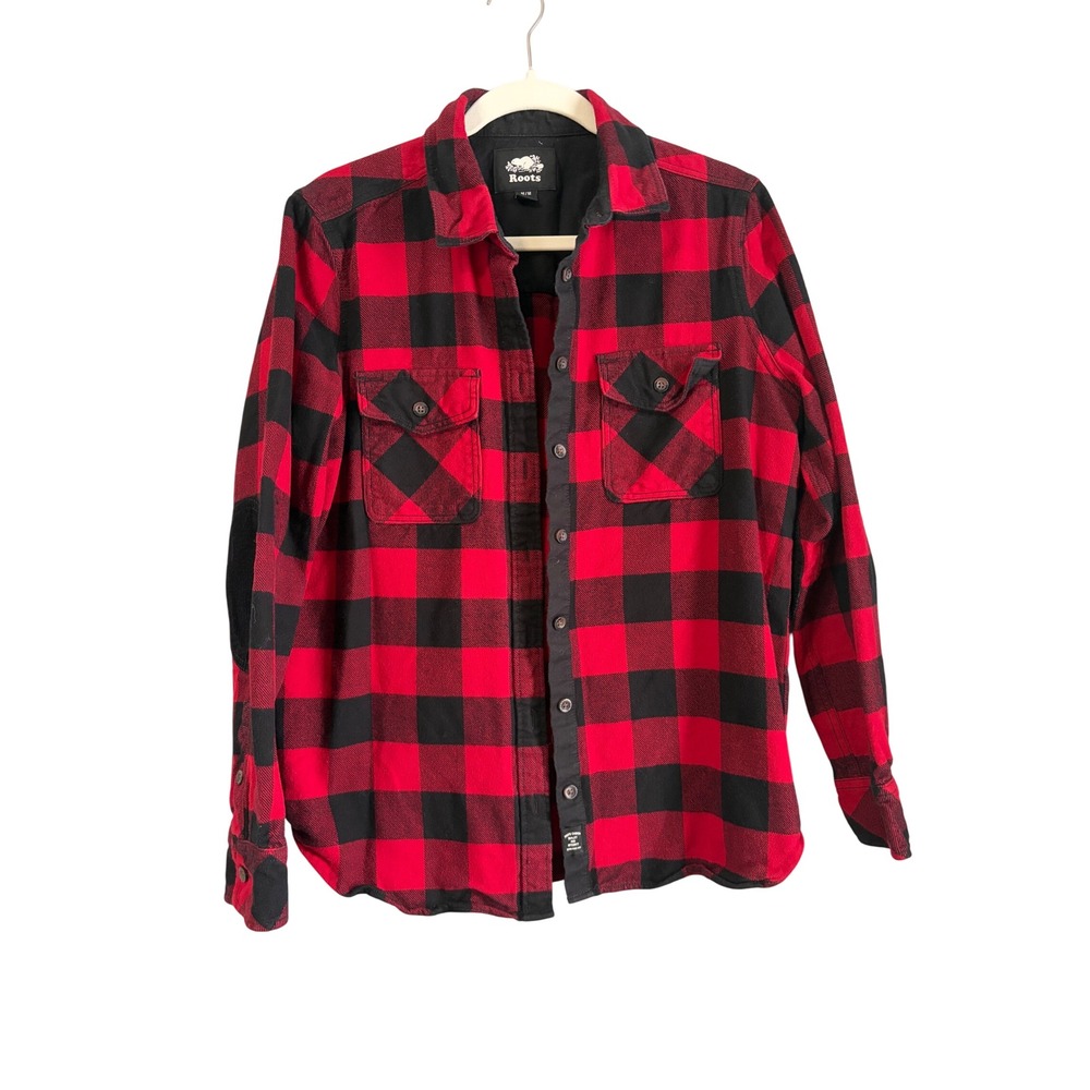 Roots Women's Red Black Buffalo Plaid Flannel‎ Shirt M/M